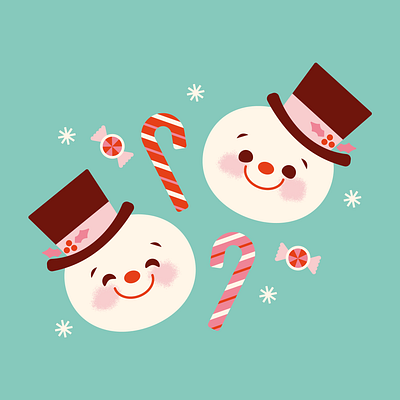 Frosty Friends character cute frosty fun happy holiday illustration pattern retro snowman vintage