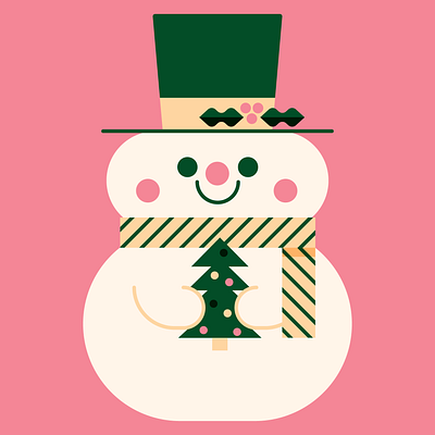 Chubby Snowman character christmas cute frosty fun happy holiday illustration retro snowman
