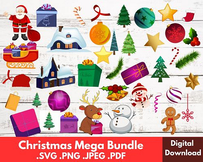 Christmas Clipart Bundle | Christmas SVG Bundle