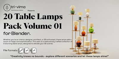 Elegant Illuminations - 9 Table Lamps Pack Vol01 3d rendering