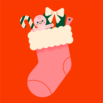 The Stockings Were Hung christmas cute design fun happy holiday illustration retro stocking toys