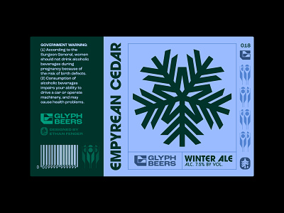 Glyph beer 18 ale beer beer label cedar celestial christmas emblem empyrean forest icon label design logo nature packaging pine snowflake star symbol tree winter
