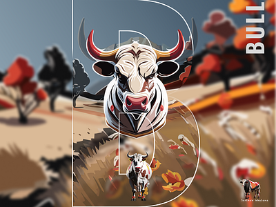B for Bull alphabets animal bull creative design farm figma illustration illustrator poster vector