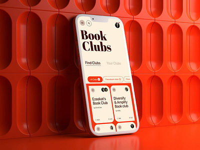 Book Clubs | Mobile App 3d arnold books cg cinema4d design product reader redshift render rozov ui visualisation wnbl