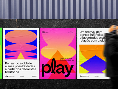 PLAY FESTIVAL identity banner billboard branding design download free freebie glued poster id card identity logo mockup mockups psd template typography wall