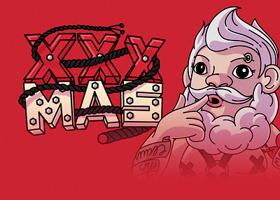 XXX-Mas cartoon character design cute illustration naughty sticker pack vector xmas
