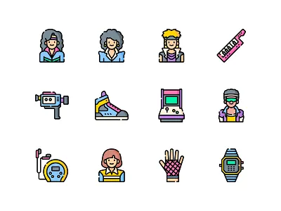 80's Icon Set 80s character graphic design icon ill illustration ui
