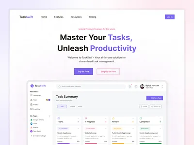 Task Management Web UI UX Design admin animation creative design figma product design project management saas software management task task management to do ui design ux design web app web design website