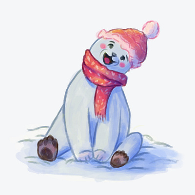 Polar Bear with Winter Cap cartoon children illustration instagram storybook