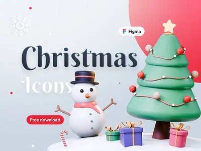 Clavius Design System: Christmas Icons 3d icons 3d modeling blender christmas christmas tree design system figma free freebie gift icons illustration mockup santa snowman