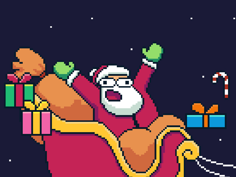 Merry 16bit Xmas! 16bit animation christmas frame by frame illustration loop pixel art santa claus videogame