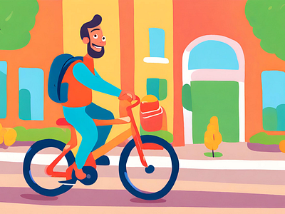 Cyclist in the City design graphic design illustration vector