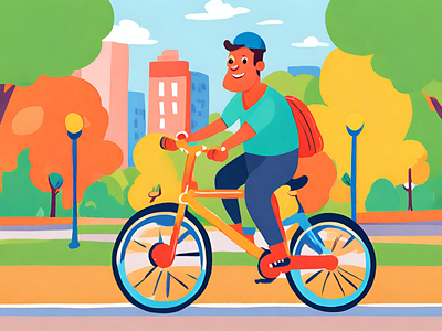 Cyclist in the Park design graphic design illustration