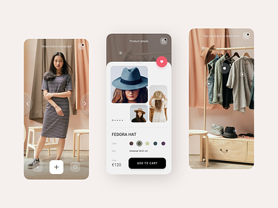 AR Shopping 🛍️ Experience app ar augmented reality camera clothes cta ecommerce experience fashion hat mirror mobile app pbarket smart uig studio