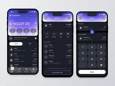 Crypzone - Web3 Wallet Mobile App binance bitcoin blockchain coin crypto cryptocurrency defi exchange finance financial mobile app token ui ux wallet web3