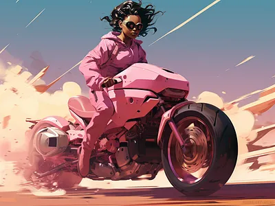 Pink & Run art illustration midjourney