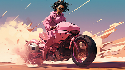 Pink & Run art illustration midjourney