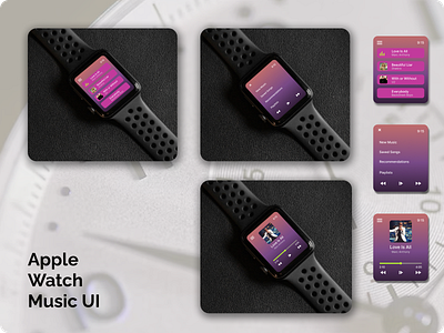 Apple Watch Music UI apple graphics modern simple ui user friendly user interface ux watch