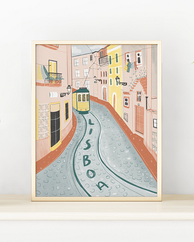 Lisboa Tram beautiful city cityscape colorful city design digital illustration drawing elle powell art illustration lisboa lisbon old city portugal portugal trolley tram travel and fashion illustrator travel illustration travel inspiration trolley