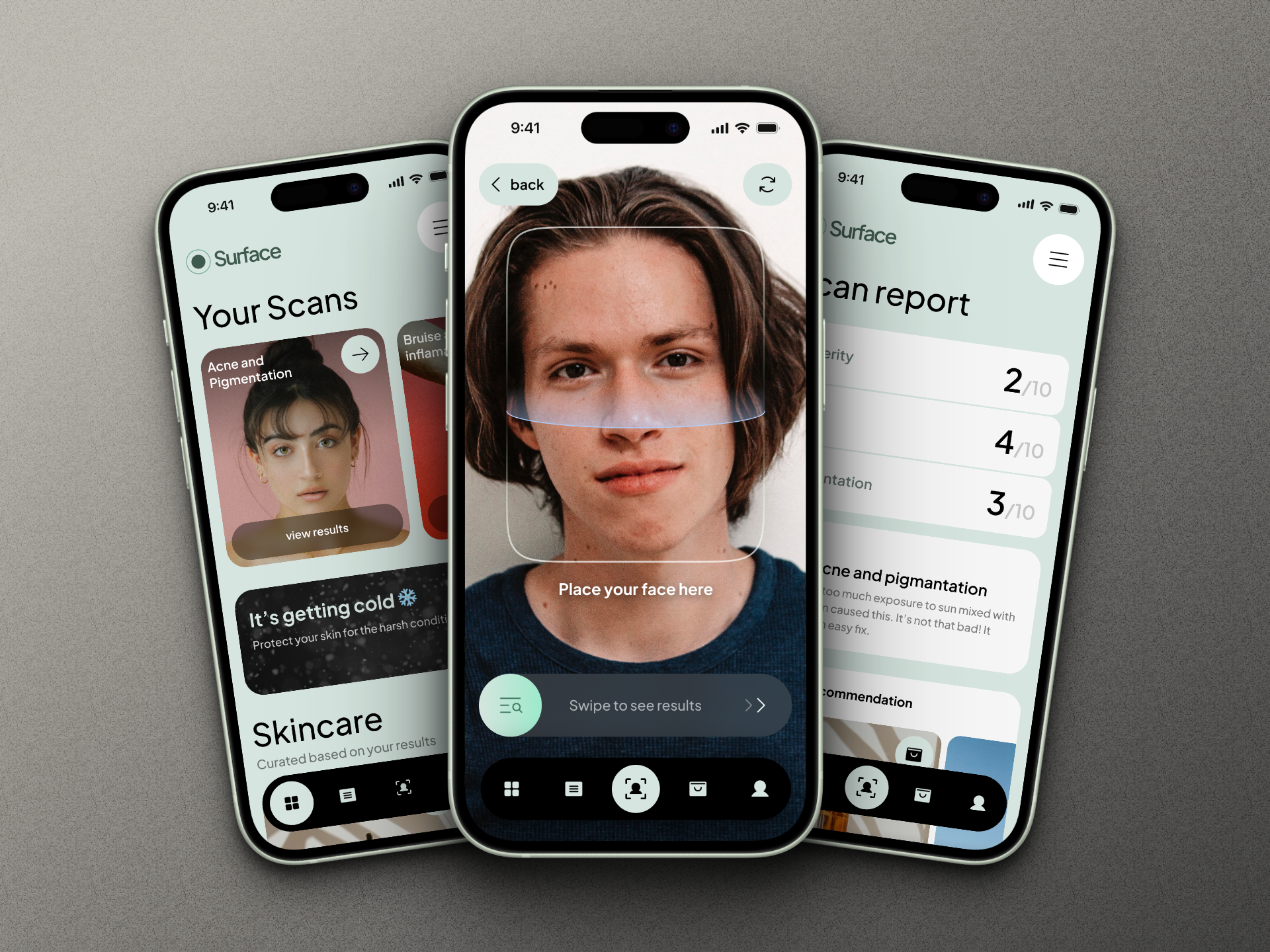 Skincare App with AR & AI - UI design - Superdribbbs 🏀 Day #7 ai app ar ios medical scan skincare ui