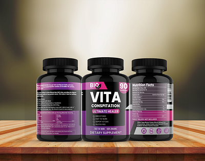 Vita supplement label design branding graphic design logo