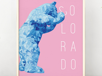 Pink Colorado Blue Bear animals bears colorado colorado art design digital illustration drawing elle powell art illustration mountain art save the bears travel illustration