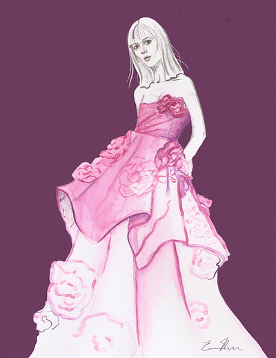 Marchesa design digital illustration drawing elle powell art fashion icon fashion illustration fashion inspiration illustration marchesa pink watercolor inspiration watercolors