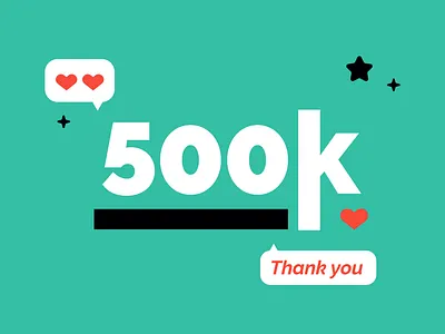 Thank you 500k Followers Illustration followers graphic design hearts illustration like thankyou