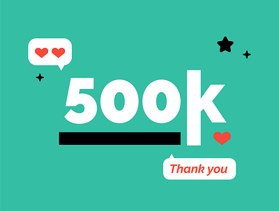 Thank you 500k Followers Illustration followers graphic design hearts illustration like thankyou