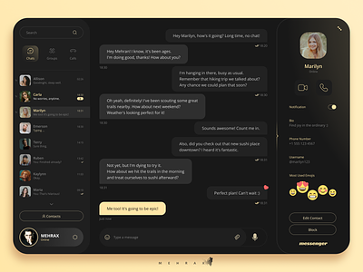 Messenger UI Design - MEHRAX app app design application application design chat chat app chat design chat ui chatting chatting app messenger messenger app messenger design messenger ui skype software design telegarm ui ui design windows