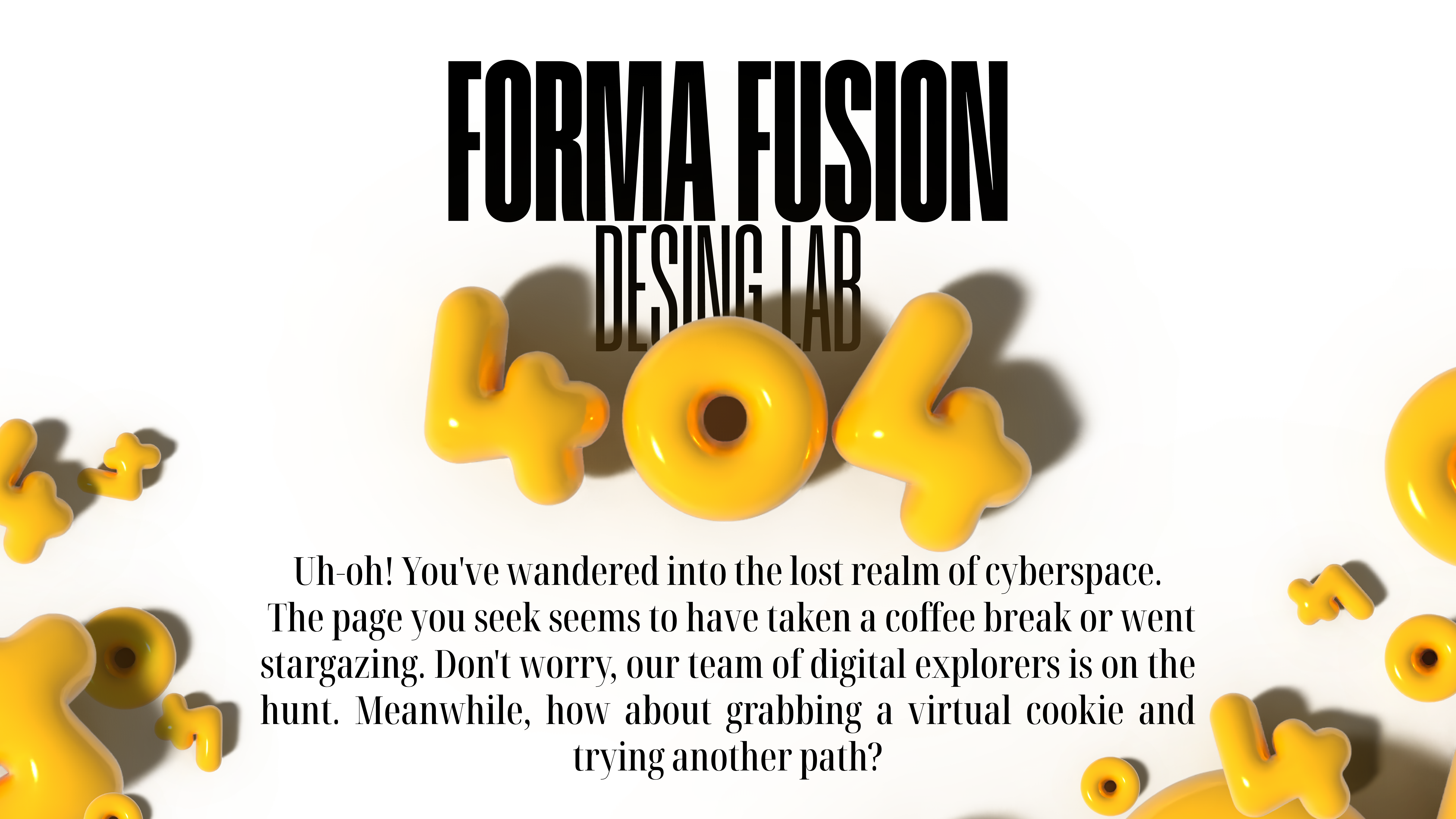 Forma Fusion Design Lab 404 page experiment 3d 404 balloon design experiment forma found fusion graphic design lab not typography