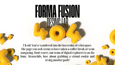 Forma Fusion Design Lab 404 page experiment 3d 404 balloon design experiment forma found fusion graphic design lab not typography