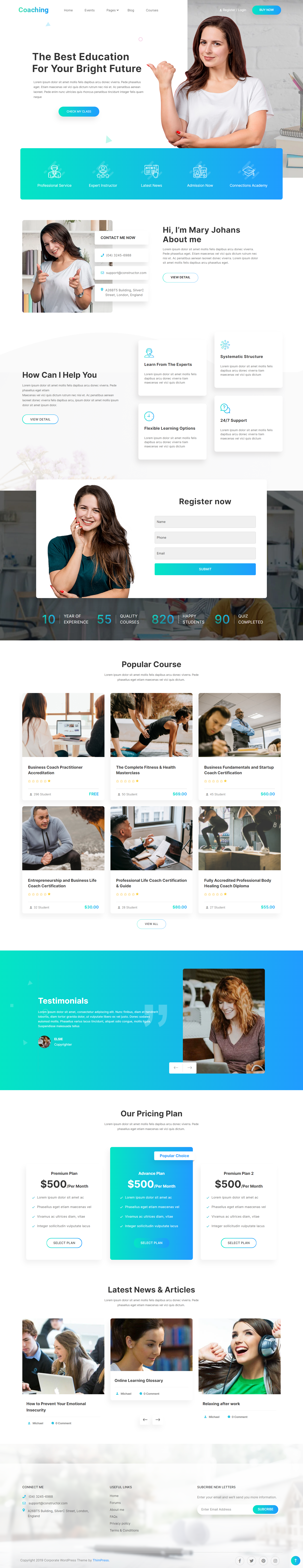 Coaching WordPress Website Design elementor pro responsive website ui web design website design wordpress website