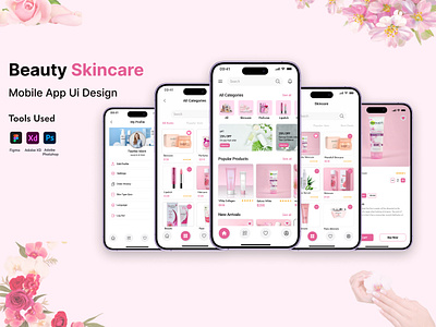 Beauty Product Skincare Mobile App app beautyskincare beautyskincareapp beautytech branding creativedesign designinspiration mobile mobile app mobileappdesign mobiledesigners mobileui skincare skincaremobileapp skincareux ui uidesign uiux userinterfacedesign visualdesign