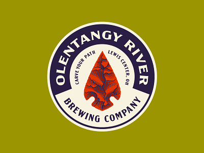 Olentangy River Brewing Company arrowhead badge beer branding brewery graphic design logo packaging