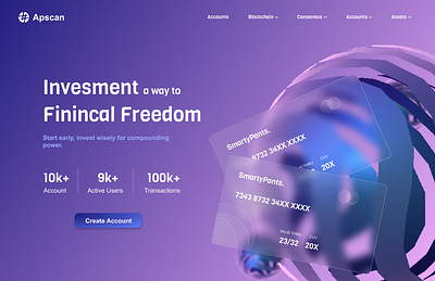 Apscan hero section 3d graphic design illustration ui web3