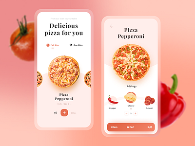 Pizza App app delivery digital ecom food foodtech minimal mobile pizza ui ux