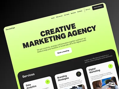 Digital Creative Marketing Agency Website Landing Page agencia agency agency landing page agency website creative agency dark mode digital agency digital marketing agency digital marketing website green landing page marketing agency pagina web sitio web ui ux web design