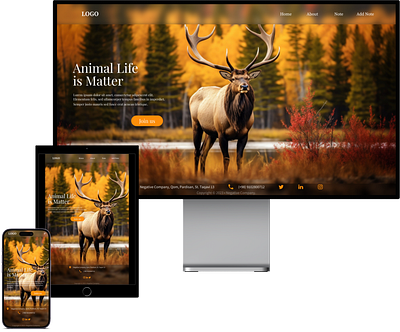 Landing Page With deer Background animal landingpage site ui uiux