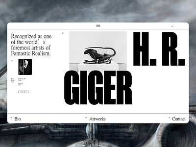 HR Giger /Concept artist concept gallery sabbath ui ux web design