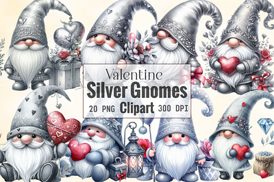 Silver Valentine Gnomes Sublimation valentines day gift