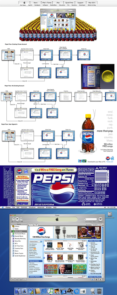 Pepsi 1 in 3 Free Song Campaign (user journey) itunes pepsi