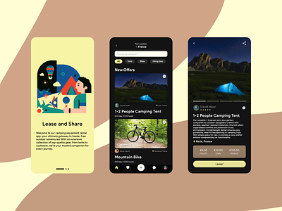Camping Gear Rental App camping design figma mobile ui ux