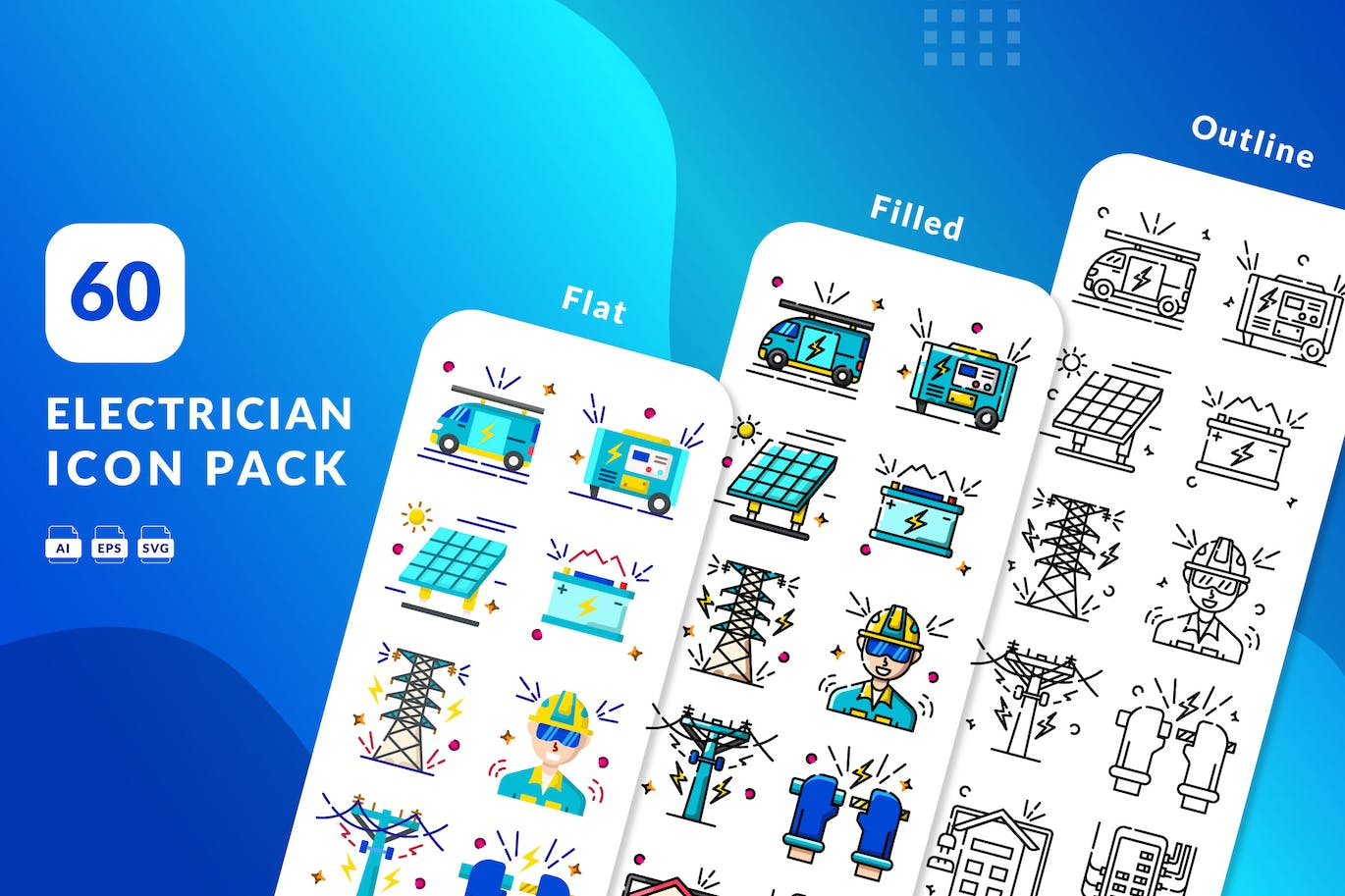 Electrician Icons branding decoration flat icon icon design icon pack icondesign iconography icons icons pack icons set iconset line logo minimal outline set typography vector