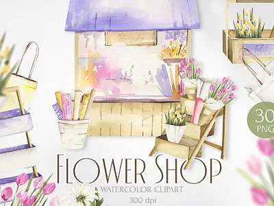 Watercolor Flower Shop PNG clipart art background clip art digital art digital illustration digital painting flat floral illustration illustration art illustration digital illustrations jpg logo minimal png seamless pattern vector watercolor wreath