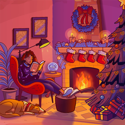 Cozy Christmas Animation animation christmas cozy fireplace holiday illustration motion vector warm winter