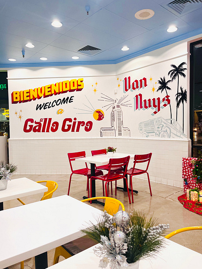 Hand Painted Mural - El Gallo Giro branding design environmental design hand painted illustration mural sign graphics sign painter sign painting