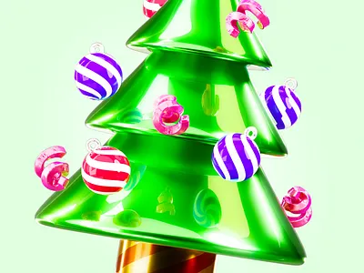 Christmas Tree Icon 3d art ball christmas cinema4d decoration gift green icon light new year octane pack reflection set toy tree xmas