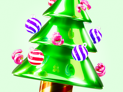 Christmas Tree Icon 3d art ball christmas cinema4d decoration gift green icon light new year octane pack reflection set toy tree xmas