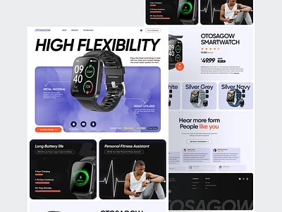 Smart Watch Product Details - Landing Page agency amazon content details digital ecommerce gallery landing marketing marketplace online page product shop smart traker ui watch website